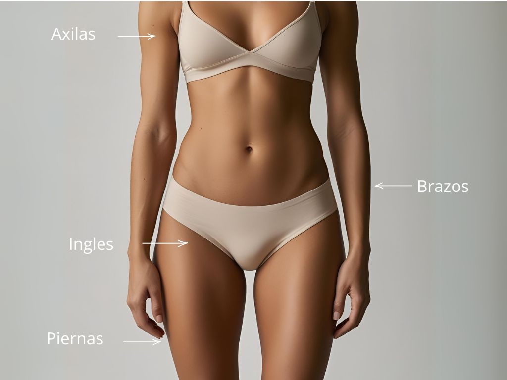 Zonas de aplicación de la depilación laser médica en mujeres